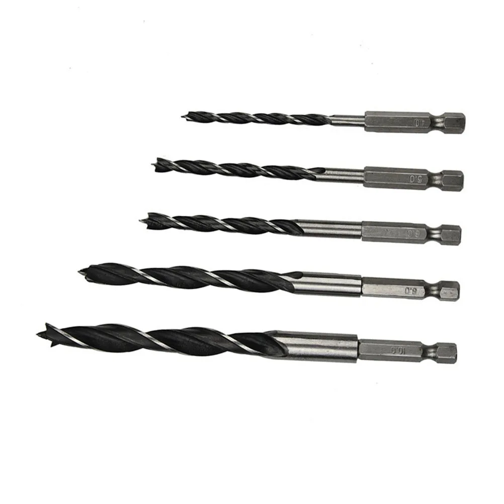 5Pcs High Speed Steel Woodworking Drill Bit Set Spiral Flute Durable Drill Bits for Metal Alloy Casting Iron Plastic