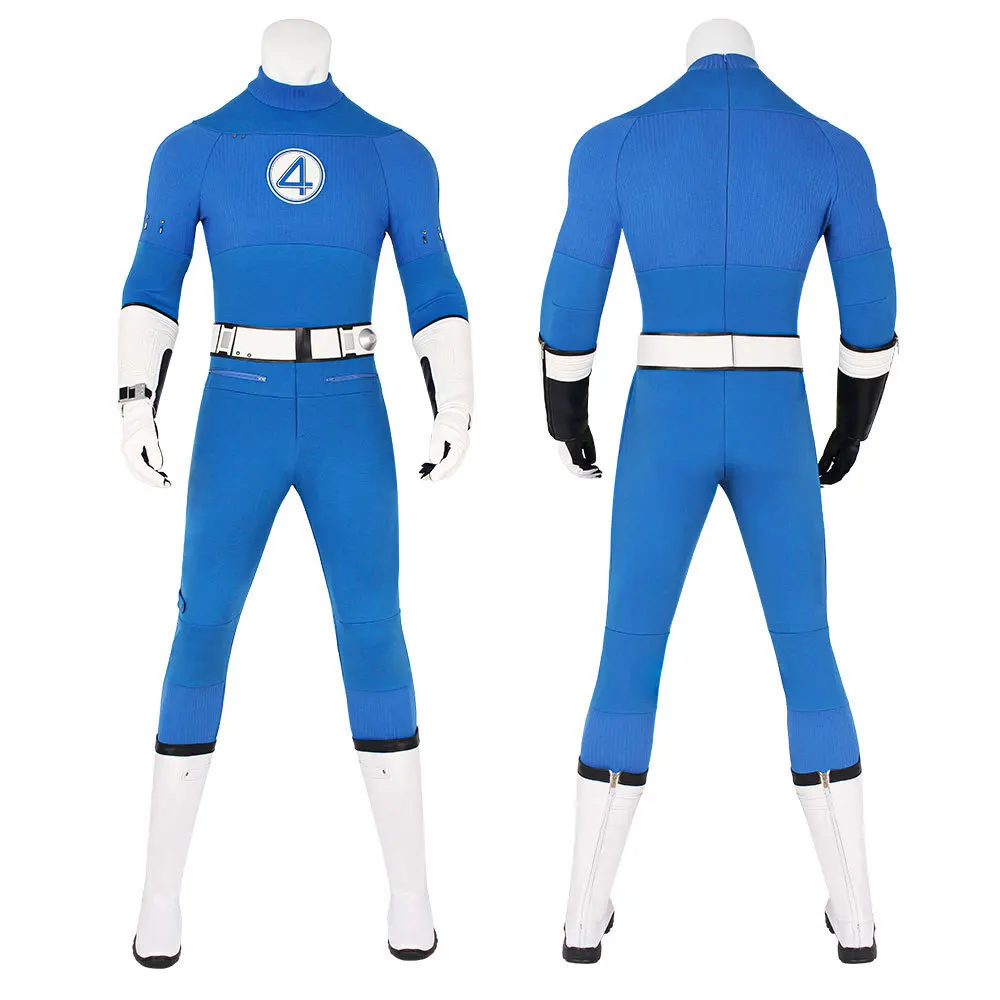 Film Fantastische Cos Vier Reed Richards Cosplay Kostüm Blau Overall Fullset Superhero Zentai Party Unsichtbare Mann Overall Cos