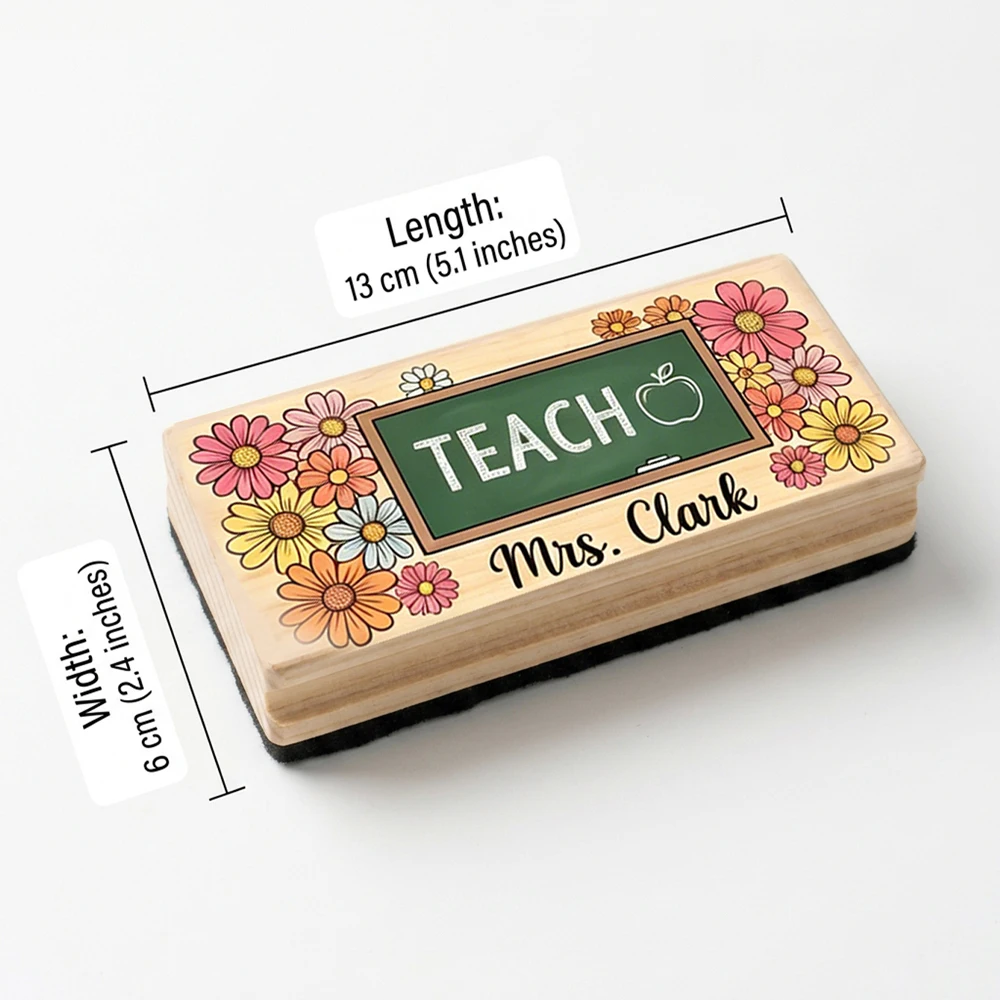 1pc Custom Teaching Name Teacher Wooden Chalkboard Eraser,Thank‑You Gift,Holiday Commemoration,Back‑to‑School Season Present
