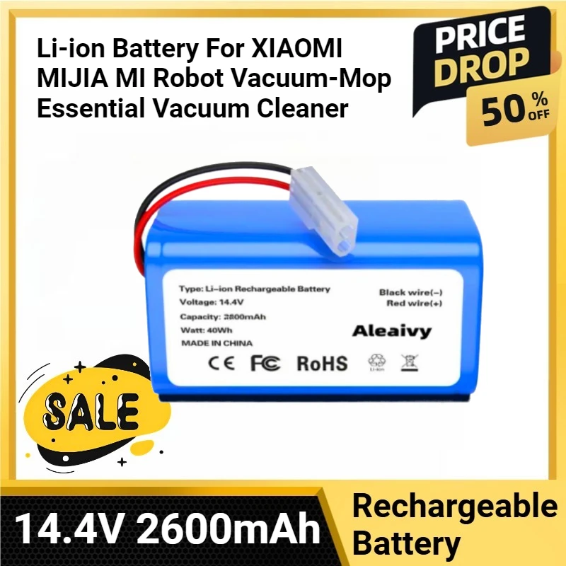 

Li-ion Battery For XIAOMI MIJIA MI Robot Vacuum-Mop Essential Vacuum Cleaner High-Quality 18650 Batteries 14.4V 2600mAh