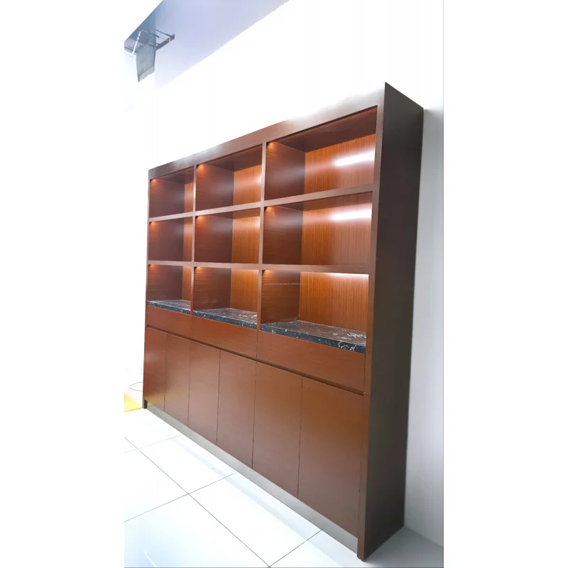 custom.Jewelry & Showroom Interior Design Custom Wooden LED Glass Showcase Counters Waterproof Full Shop Deco view 6