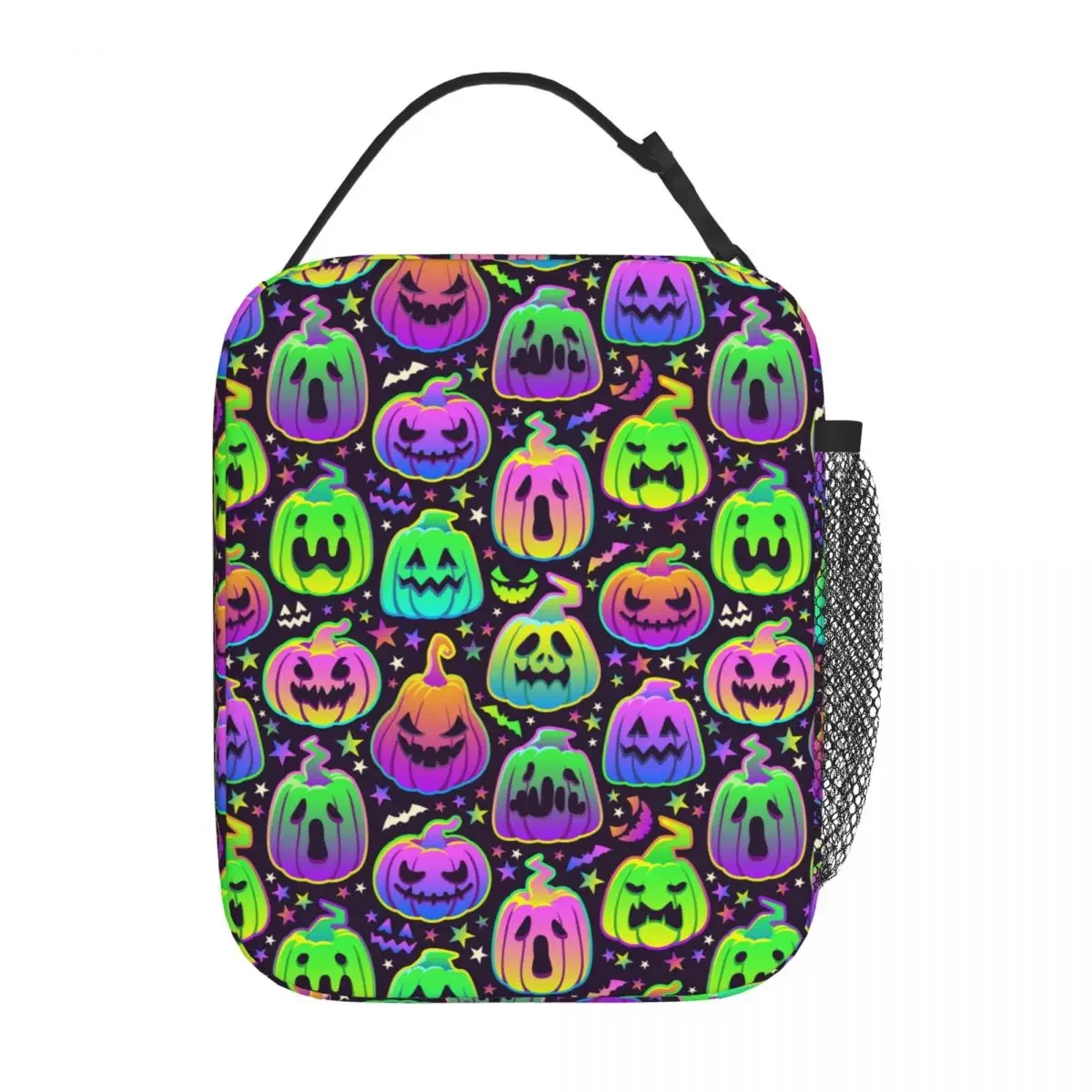 

Neon Pumpkin Pattern Halloween Thermal Insulated Lunch Bag for Office Food Bag Container Men Women Thermal Cooler Lunch Boxes