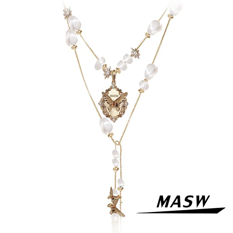 

MASW Original Design Luxury Vintage Temperament Butterfly Necklace For Women Party Gifts Trendy Jewelry Popular Fine Accessories