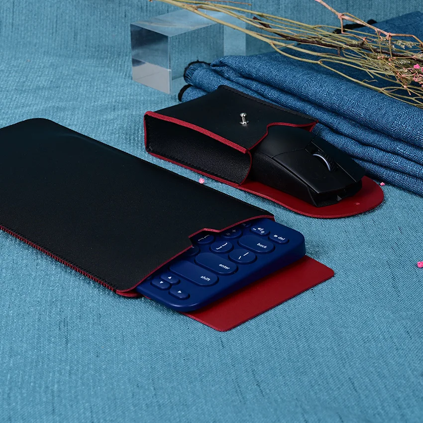 Keyboard Case Waterproof Mouse Sleeve Pouch Portable Protective Cover Leather Carrying Slim Sleeve Pouch Accessories