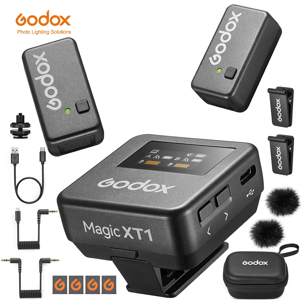 Godox Magic XT1 microphone professional wireless outdoor recording live double noise reduction collar clip radio