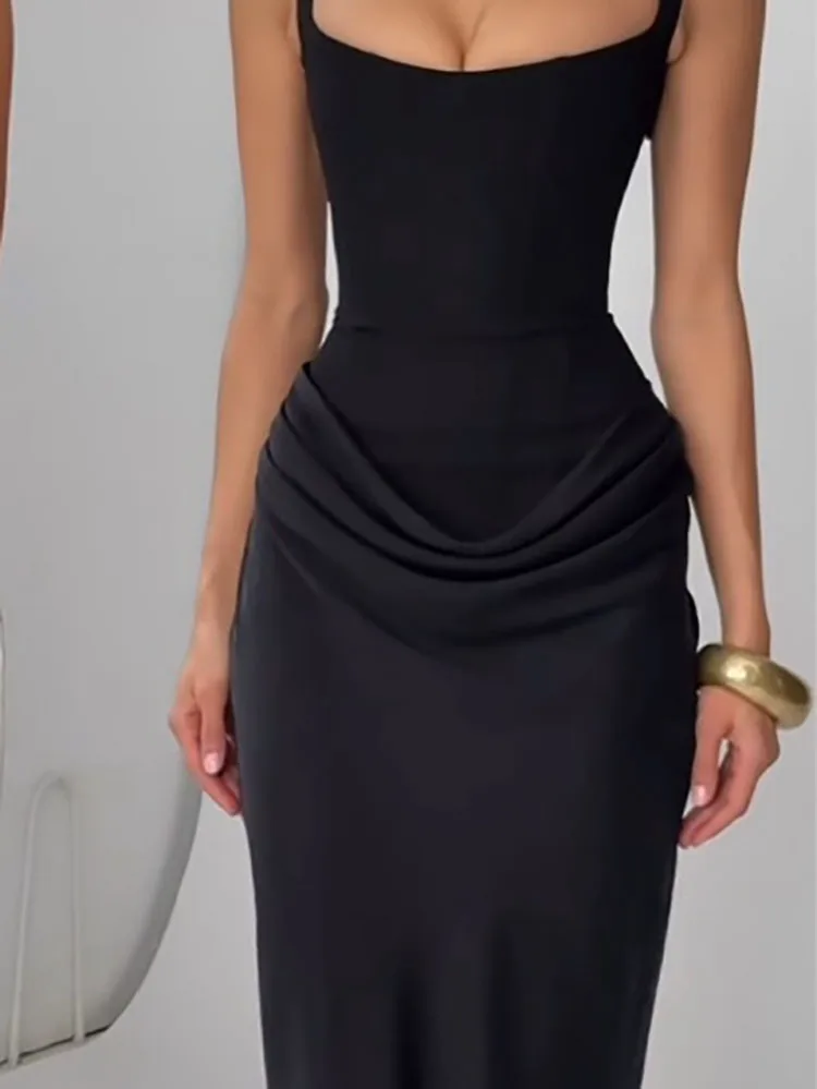 Elegante uitgeholde visgraat gesmoorde taille bodycon jurk temperament hoge taille wrap heupjurk sexy effen fit halter avondjurk