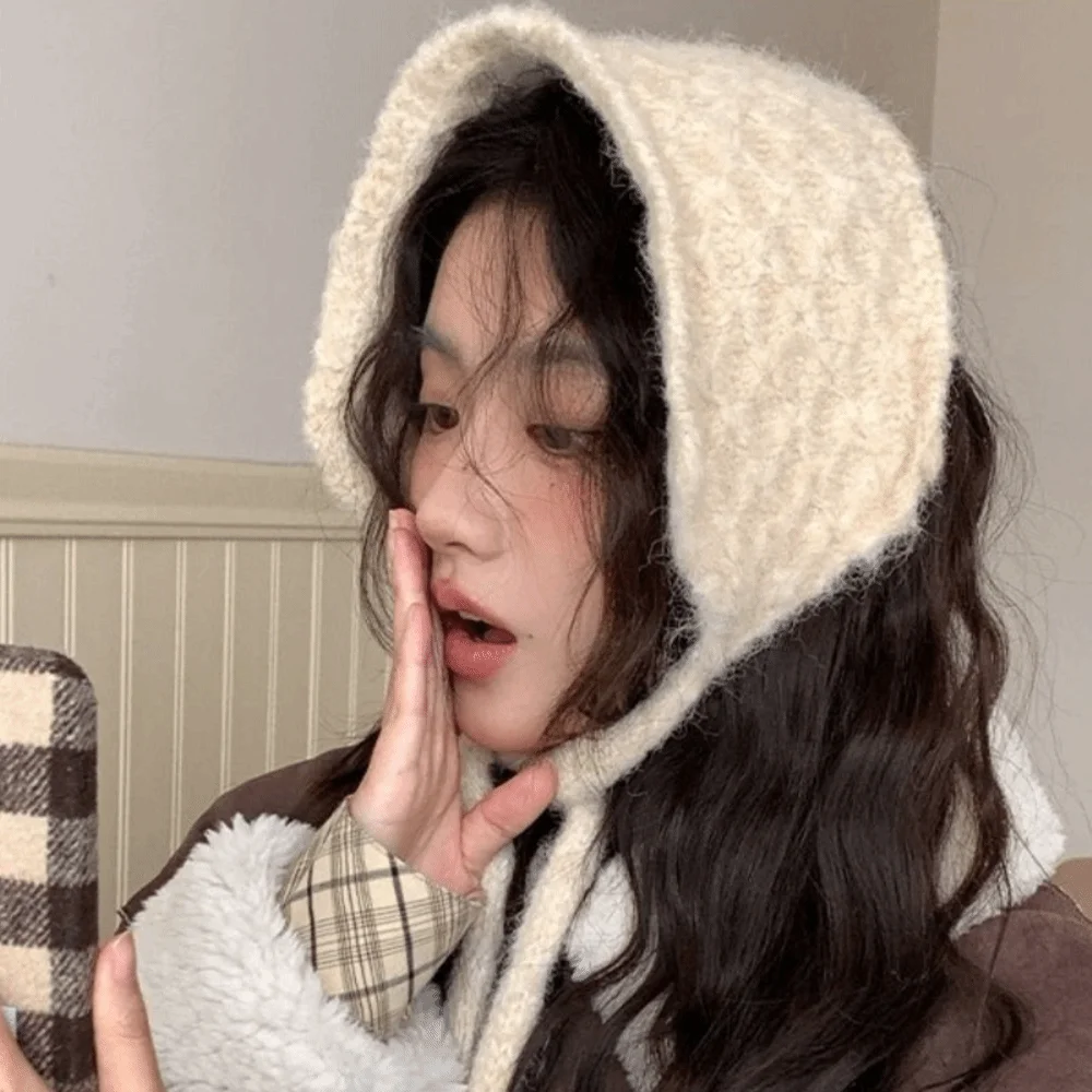 Trendy Thickening Wool Strappy Ear Muff Solid Color Windproof Earlap Warmer Keep Warm Handmade Ear Protection Strap Casual Wear