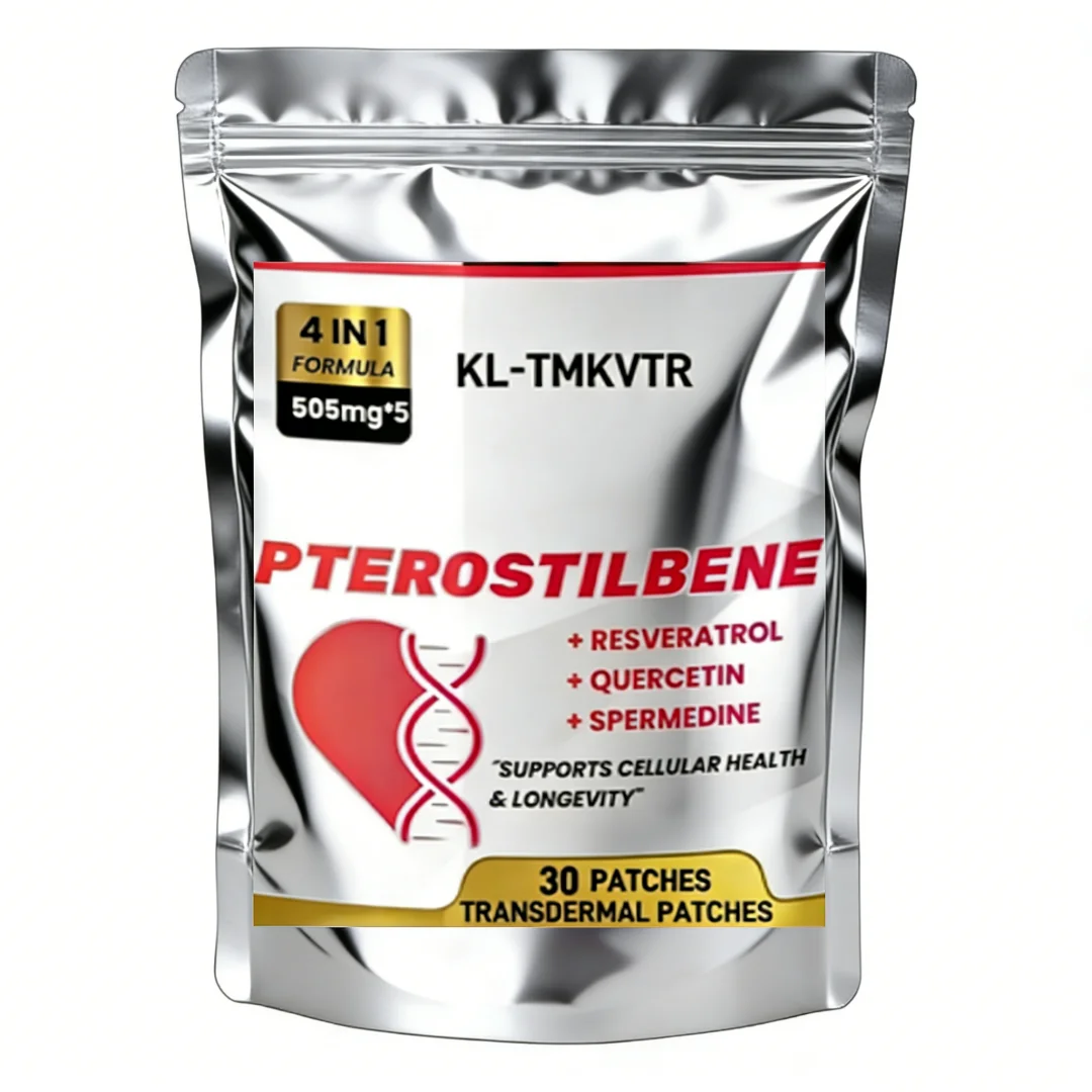 30 Patches Pterostilbene Transdermal Patches Blend with Trans-Resveratrol, Quercetin, Spermidine Support Cellular Health