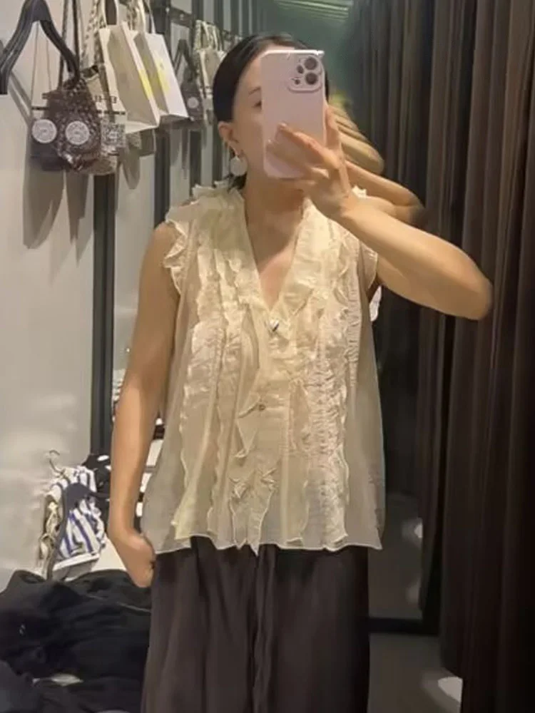 

HH женский летний модный однотонный ламинированный декоративный 3-цветный топ без рукавов с v-образным вырезом женский темпераментный повседневный жилет топ Mujer