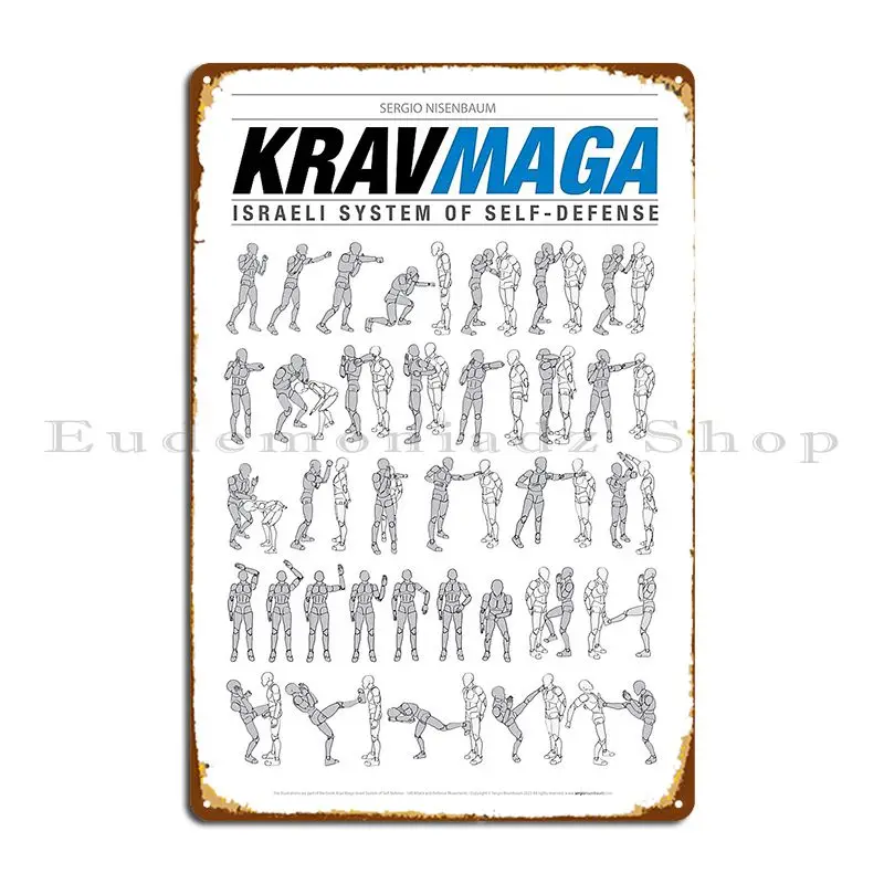 Krav Maga Techniques Metal Sign Club Wall Decor Print Wall Cave Design Tin Sign Poster