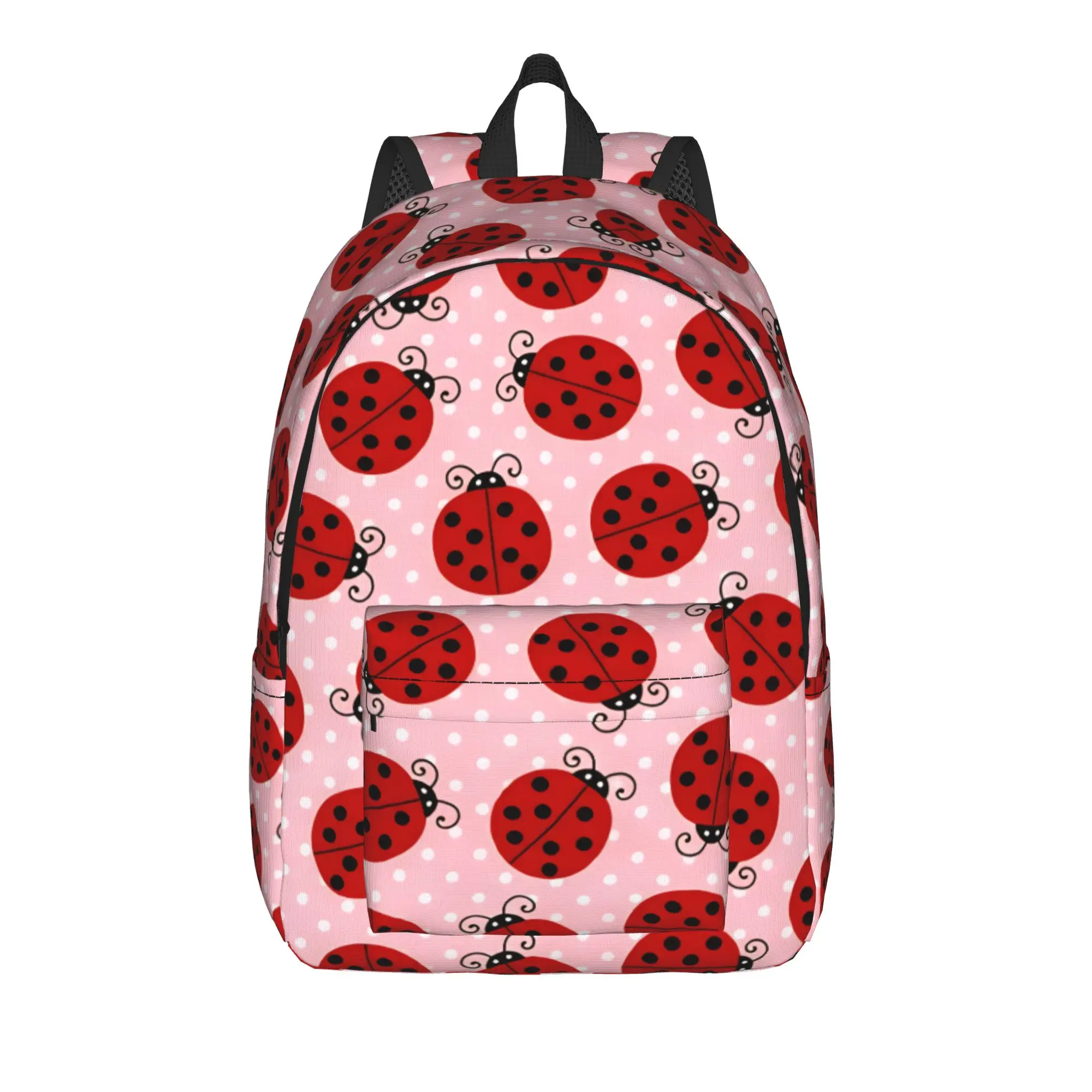 Ladybug Pink Polka Dot Backpack  College Backpacks Female Custom Print School Bags Cute Rucksack