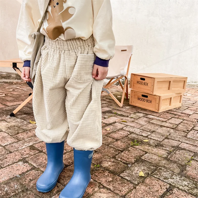 

Childrens Pants 2026 Spring New Korean Version Corduroy Harem Pants Casual Fashionable Daily Stylish Versatile Comfortable