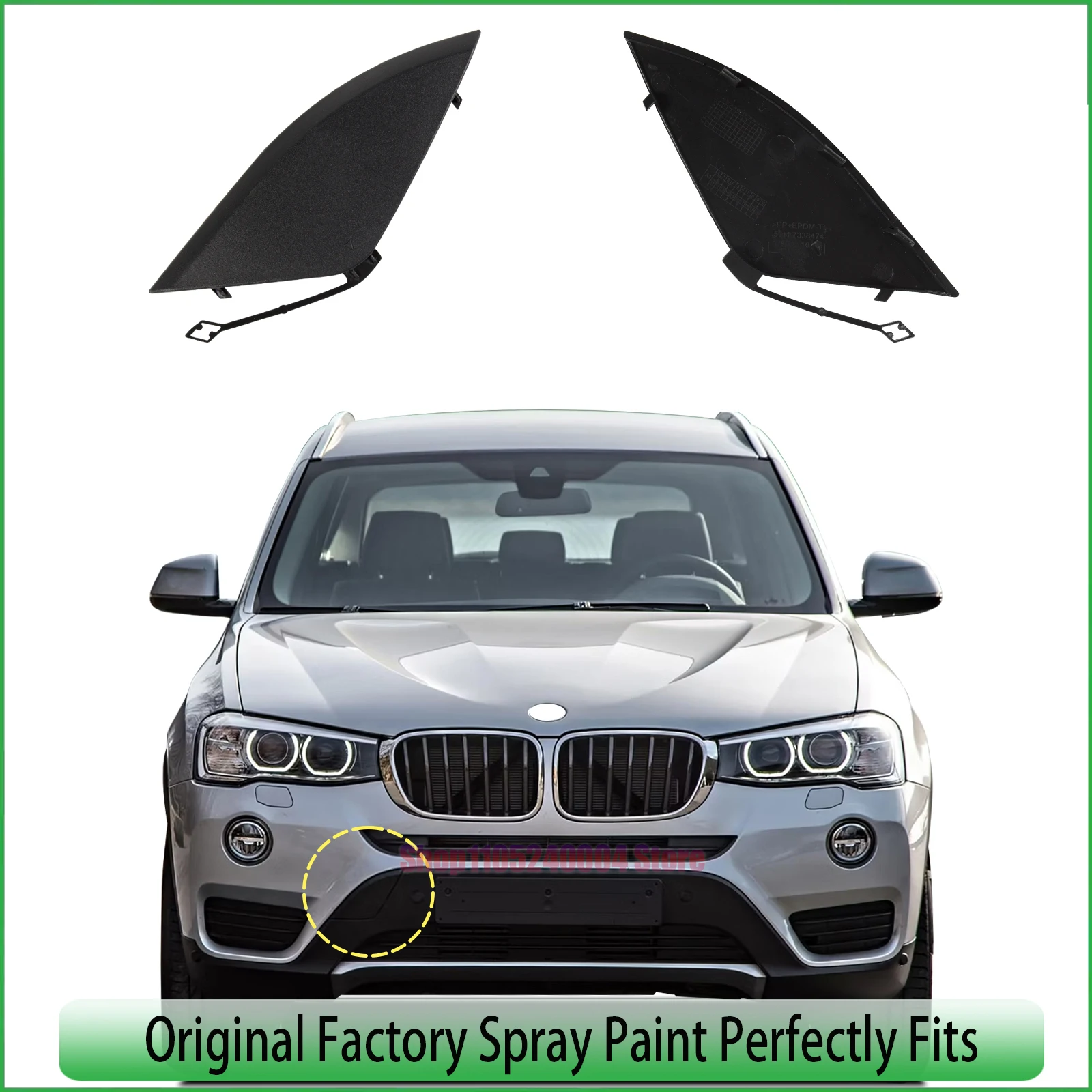 For BMW X3 F25 LCI 18d 20i 30d xDrive 2015 2016 2017 Front Bumper Tow Hook Cover Cap Genuine Part 51117338474