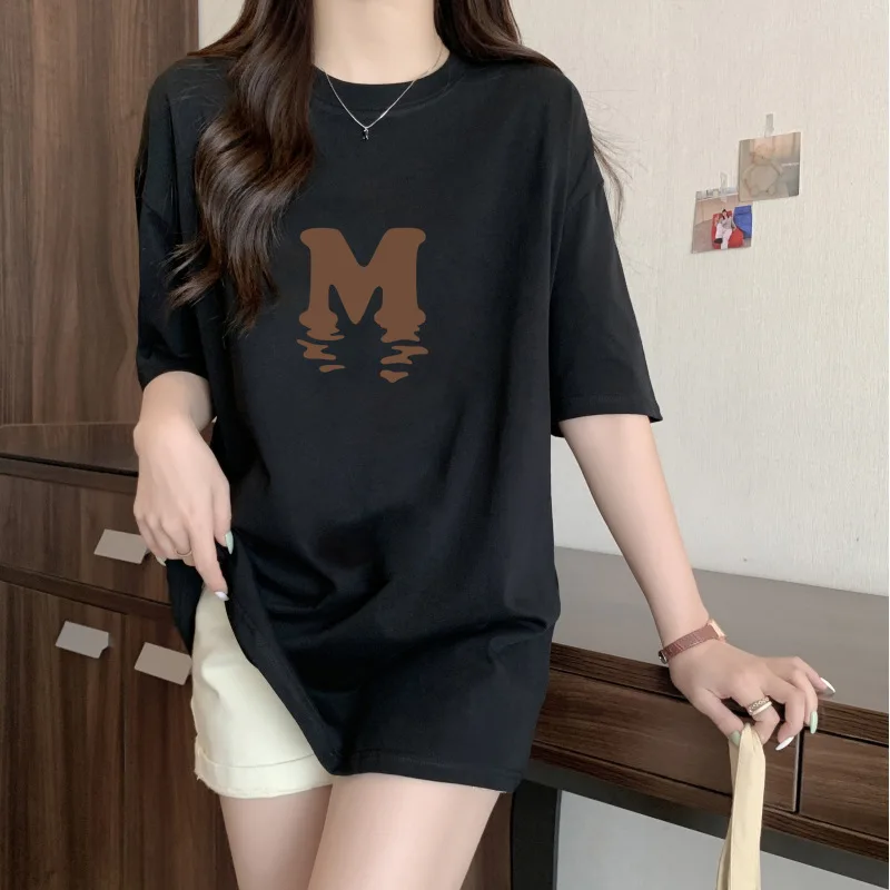 Harajuku stile coreano Kawaii grafica stampata t-shirt donna estate girocollo Casual Versatile semplice a maniche corte Unisex
