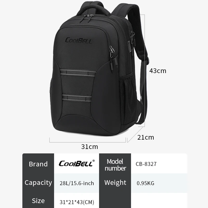 Men's Waterproof 15.6 Inch Laptop Backpack Bag with USB Charging Port Business Work Travel Computer Rucksack for Office Outdoor