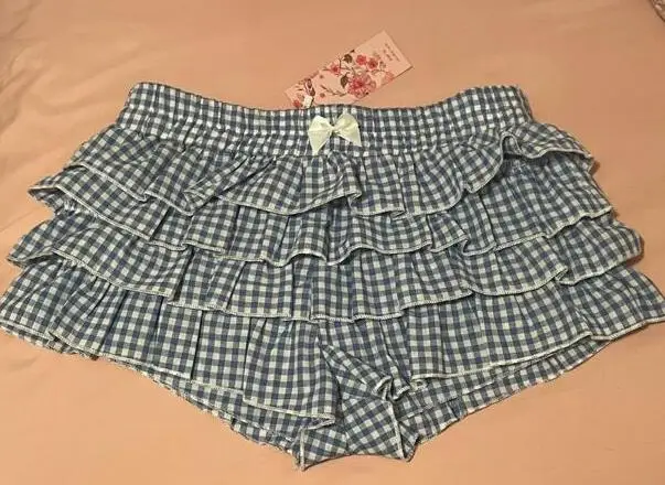 Boxer da donna con stampa scozzese, casual, elastico in vita, con fiocco sul davanti, pantaloncini da salotto larghi, pantaloncini da uscire