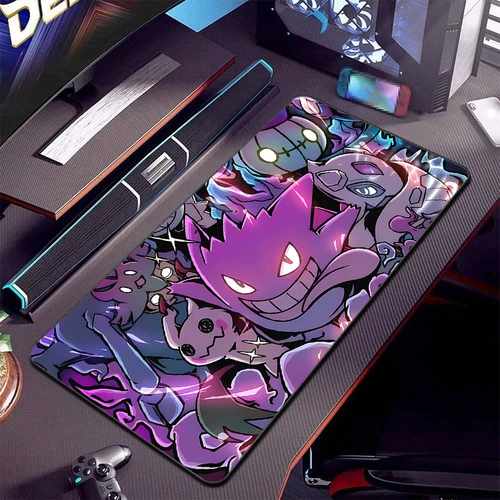 Alfombrilla de ratón de Anime japonés púrpura, alfombrilla para teclado de gabinete de jugador P-pokemon, XXL, g-gengar, alfombrilla de escritorio extendida, alfombrilla para ratón Kawaii para ordenador portátil