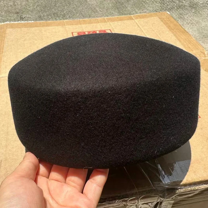 Paris Hüte für Frauen 100 % Wolle Harte Baskenmütze Frauen Filz Kamel Herbst Winter Hut Fedora Fascinator Stewardess Cap Braut Pillbox Hüte – Detail 7