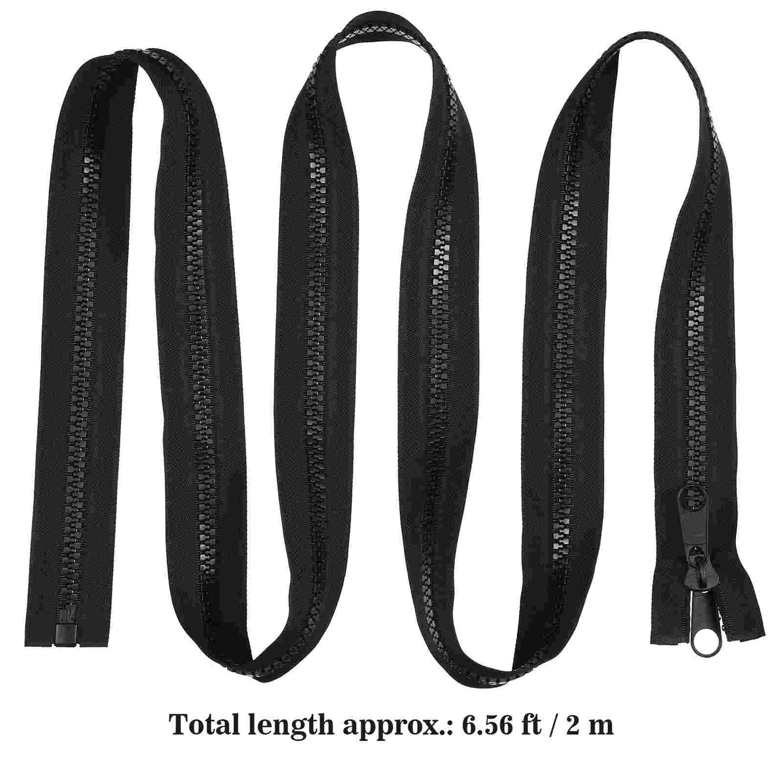 200CM Grey Lengthen Resin Zipper Separable Double Sided Durable Zipper with Retaining End for Sleeping Bag Tent Down Coat Door C