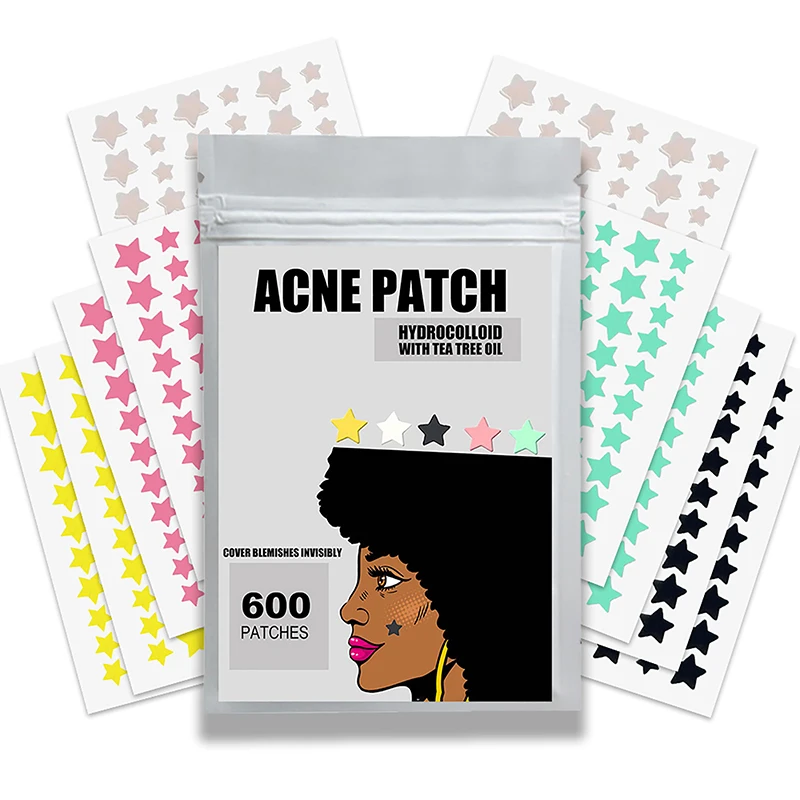 Star Pimple Patch para Remoção de Acne, Adesivos de Cuidados Com A Pele, Corretivo, Beleza Spot Face, Colorido, Remoção Invisível, 300 PCs, 600 PCs, 1200PCs