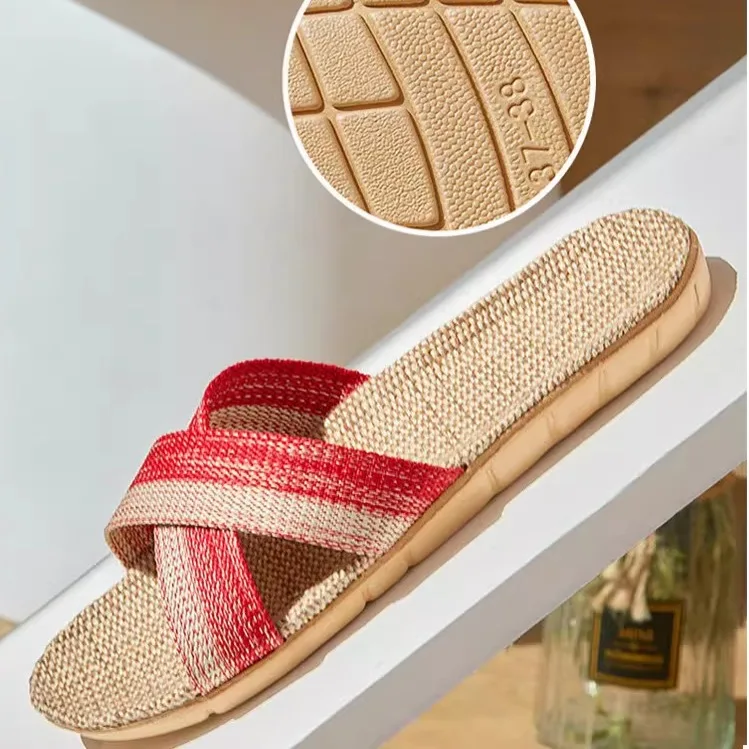 

Linum Summer New Breathable Cool Men's Indoor Home Soft Bottom Anti-slip Casual Women's Summer Slippers Slip-On Slippers