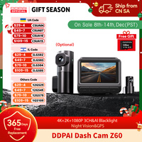 DDPAI Dash Cam Z60 3CH Support Rear and Interior Dash Cam With GPS 5GHz WiFi ADAS NightVISion Dash Camera 24H Parking Monitor