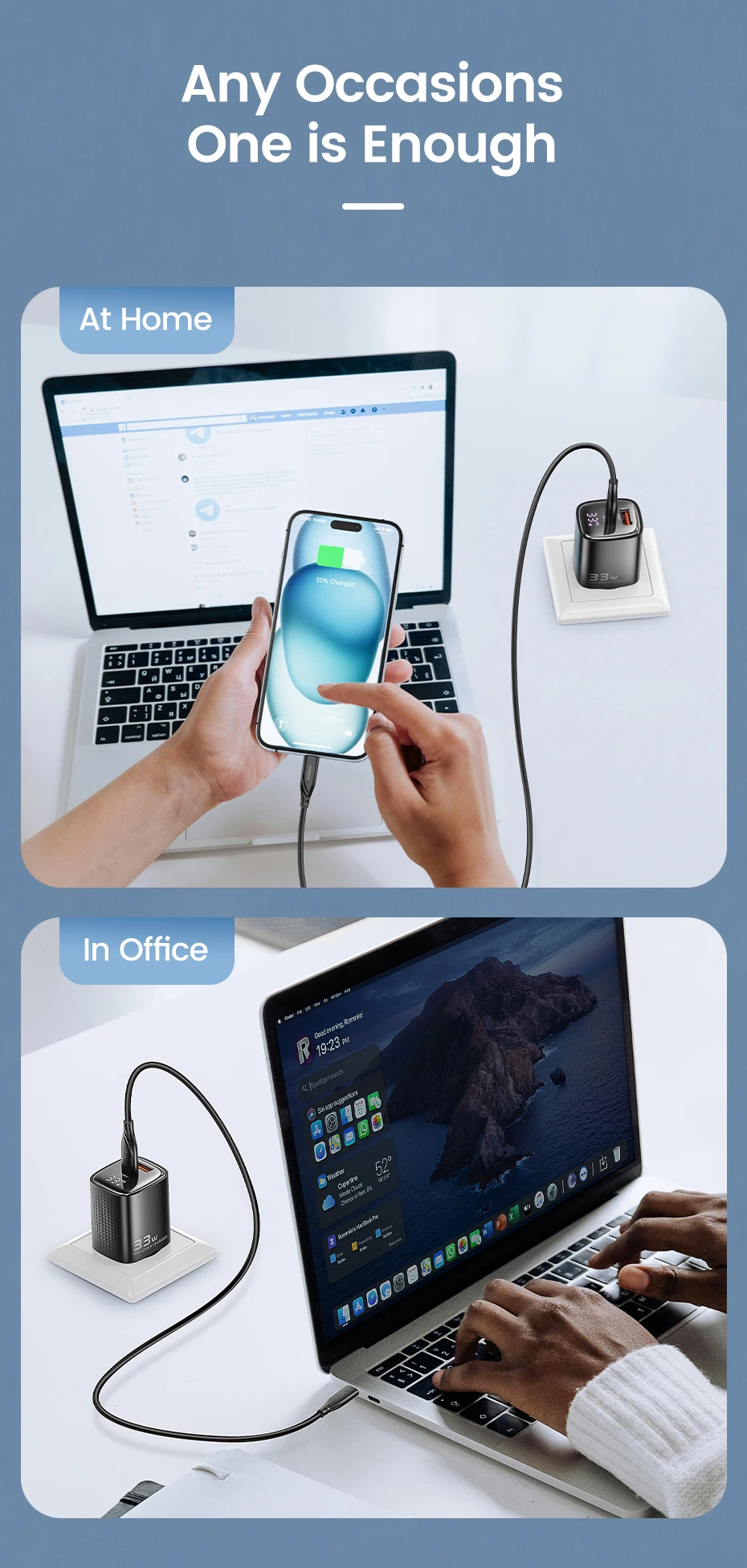 Toocki 33W GaN USB C Charger Digital Display Fast Charging Type C Charger for iPhone 15 14 13 12 Samsung Galaxy S23 S22 Xiaomi