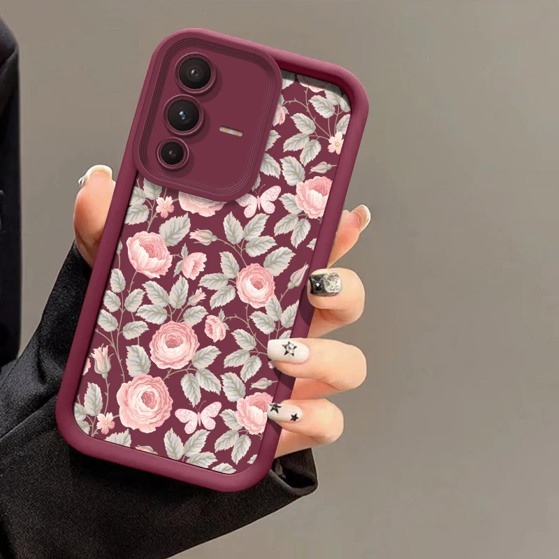 Fashion Flower Phone Case For Vivo X200 FE X100S Pro Silicone Matte Soft Cover For Vivo X100 X90S X80 X70 Pro Protective Capa