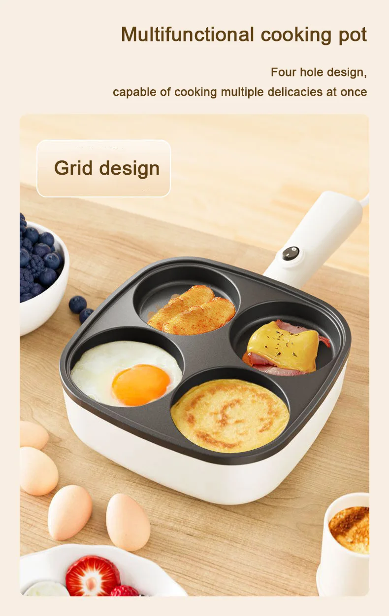 DMWD Multifunctional Electric Frying Pan Non-stick Omelette Steak Cooking Pan Egg Pancake Hamburger Bread Breakfast Machine