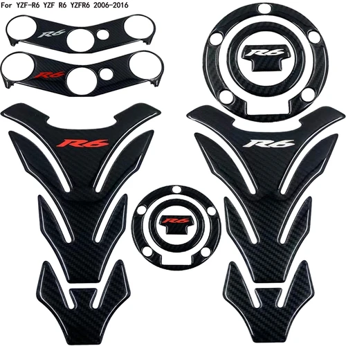 Pegatina R6 con apariencia de carbono 3D, Protector de almohadilla de depósito para motocicleta, pegatinas para Yamaha YZF600 YZF-R6 R6S, calcomanías para tanque