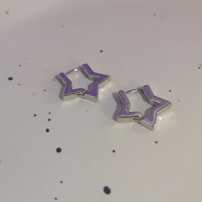 New Trendy Star Zirconia Stud Earrings for Women Girls Hiphop Punk Cool Star Hoop Earrings Party Jewelry Gift