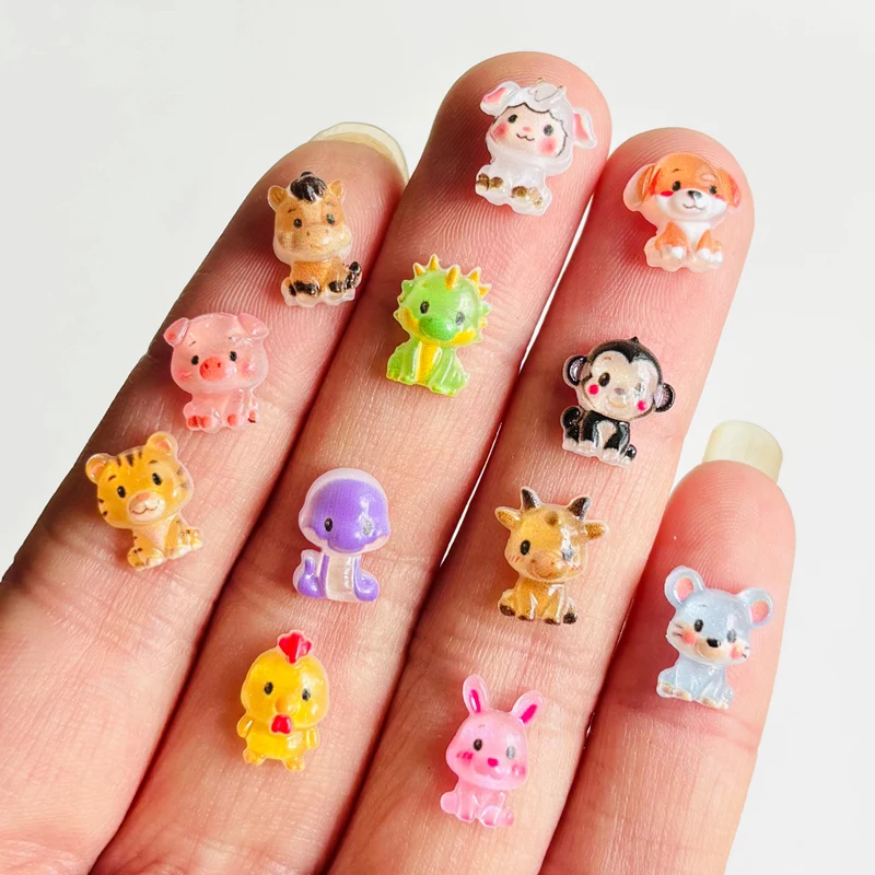 60 pieces of cartoon mini bunnies, puppies, monkeys, tigers nail art resin jewelry DIY production nail art 3D decoration jewelry