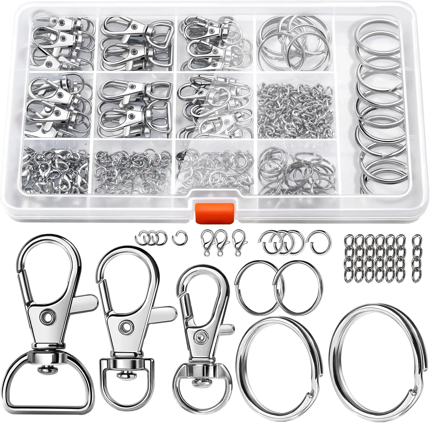 

Keychain Making Kit 265PCS Clips Rings Hooks Sturdy Silver Metal for Jewelry Crafts