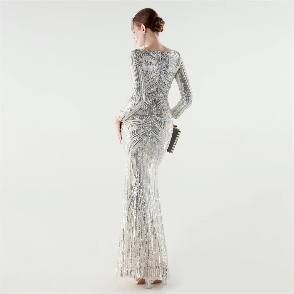 DEERVEADO 10 Colors Woman Elegant Mermaid Evening Dresses Long Sequins Wedding Party Dresses Formal Occasion Dress Prom Gowns