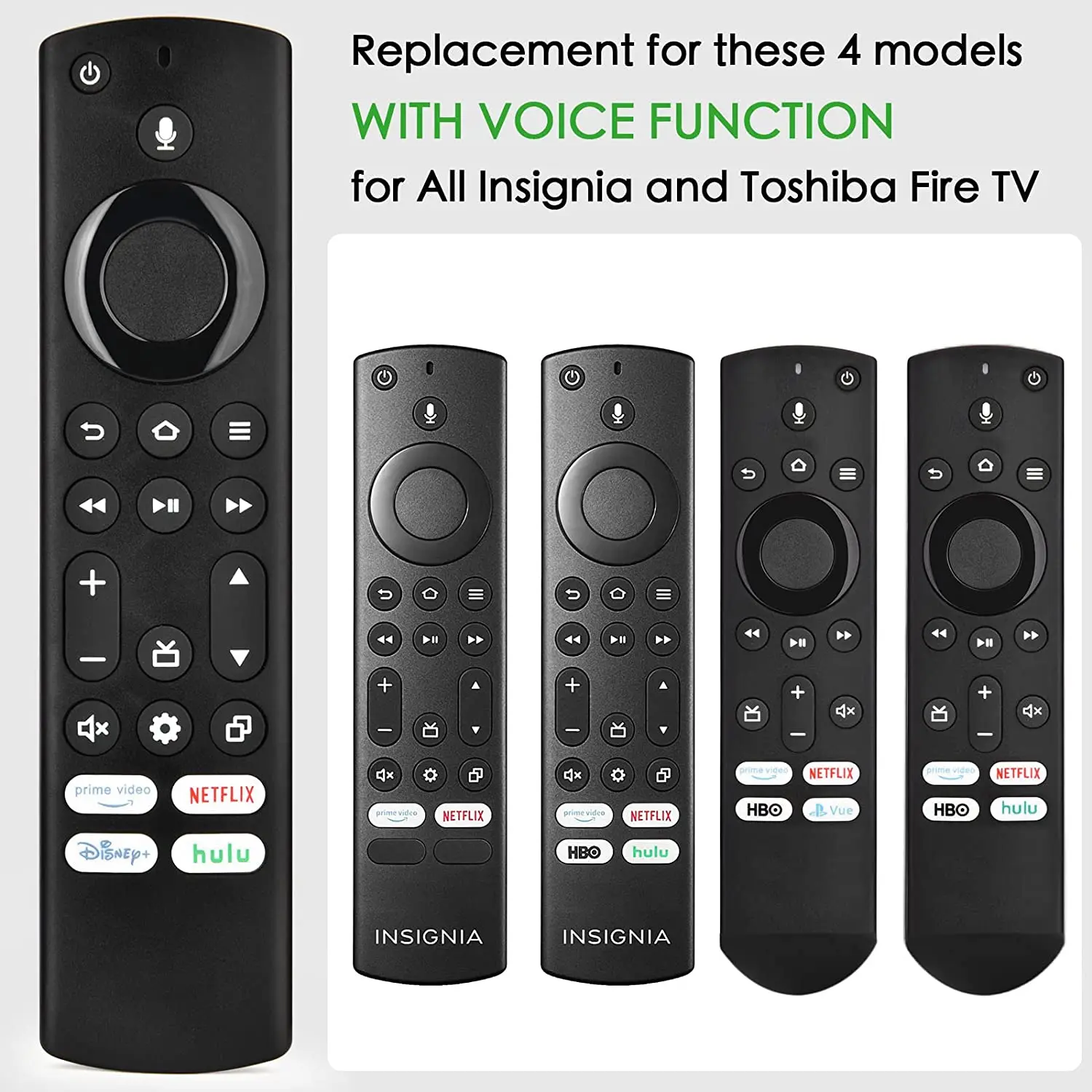 Replacement Voice Remote Control for Insignia Smart TV and Toshiba Smart TVs with Netflix Prime Hulu Shortcut Keys NS-RCFNA-21