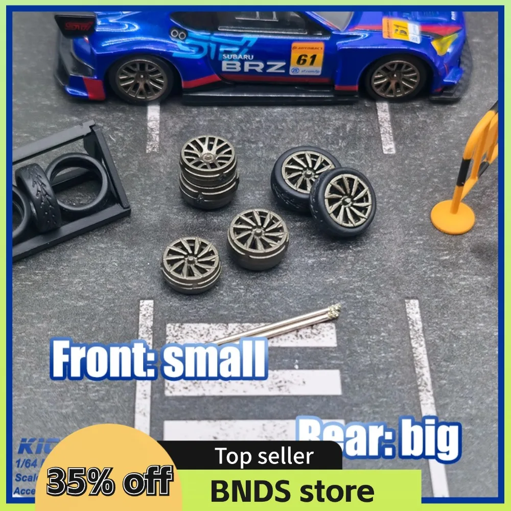 

Kicarmod 1/64 Модель автомобиля Колеса серые Переоборудованные детали Переднее маленькое заднее большое колесо для игрушек Hot Wheels Tomica D: 11 мм + 11,5 мм