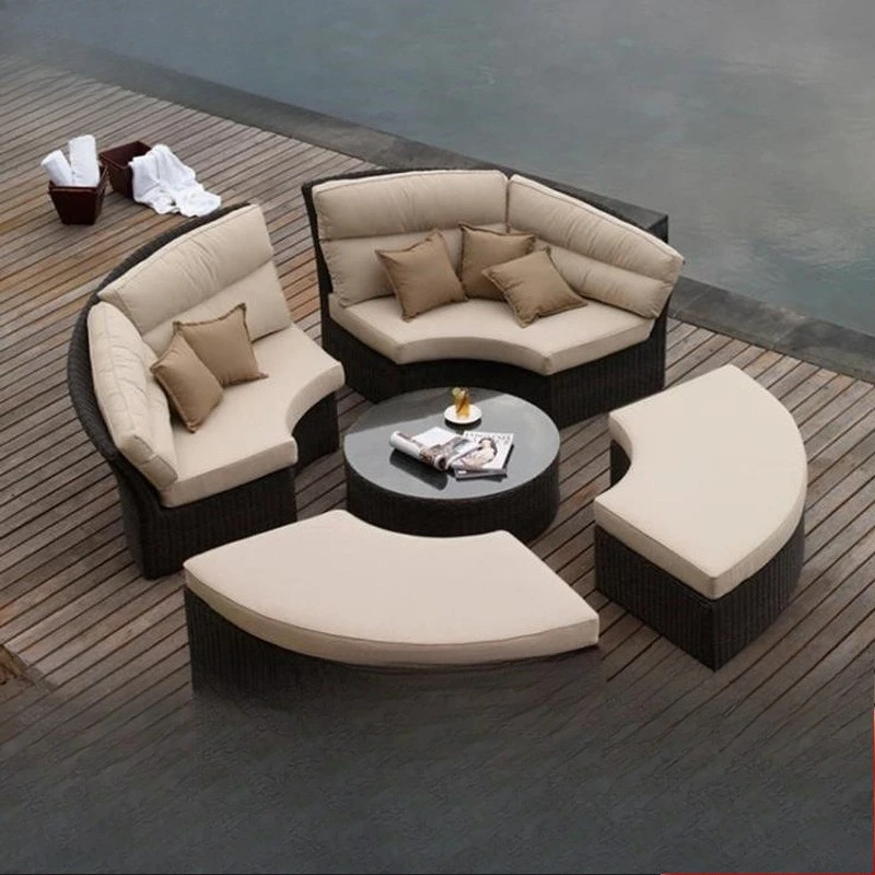 

Outdoor leisure rattan sofa rattan sofa chair three people outdoor courtyard waterproof sunscreen bamboo chair com