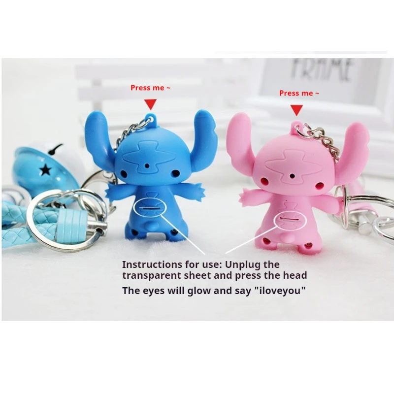 Lilo&Stitch Stitch Keychain Emits Light Sound Saying I Love You Mobile Doll Backpack Pendant Cute Cartoon Children Xmas Gift Toy