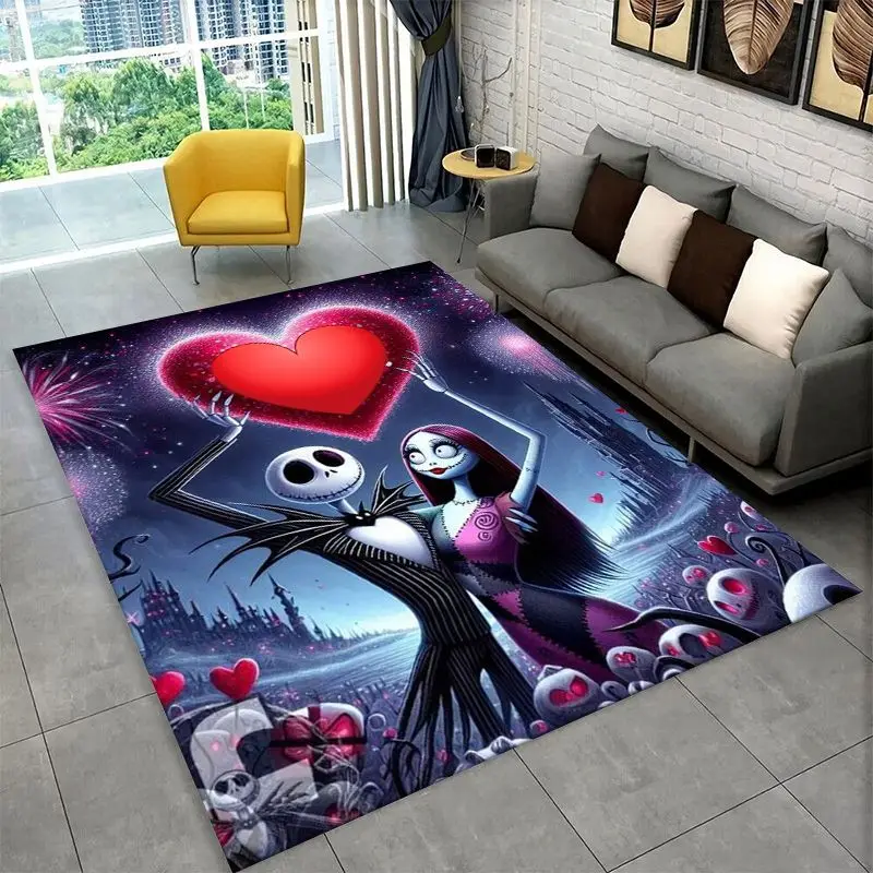 HD Cartoon N-Nightmare Before Christmas Jack Halloween Carpet Rug for Playroom Bedroom Living Room Sofa,Game Area Rug Non-slip