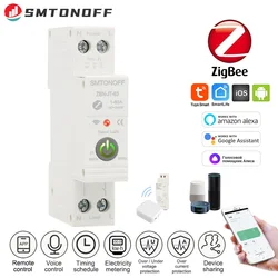 Tuya-zigbee mcbスマートサーキットブレーカ,電流オーバー,電圧保護,電力計,リモートコントロールスイッチ,wifi,1-63a