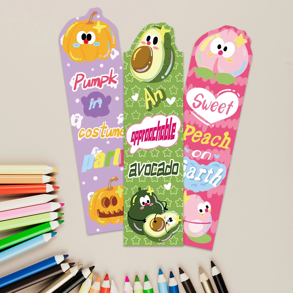 30pcs Funny Cute Cartoon Food Paper Bookmark For Students DIY Book Club Readers Page Marker Library Office Page Marking