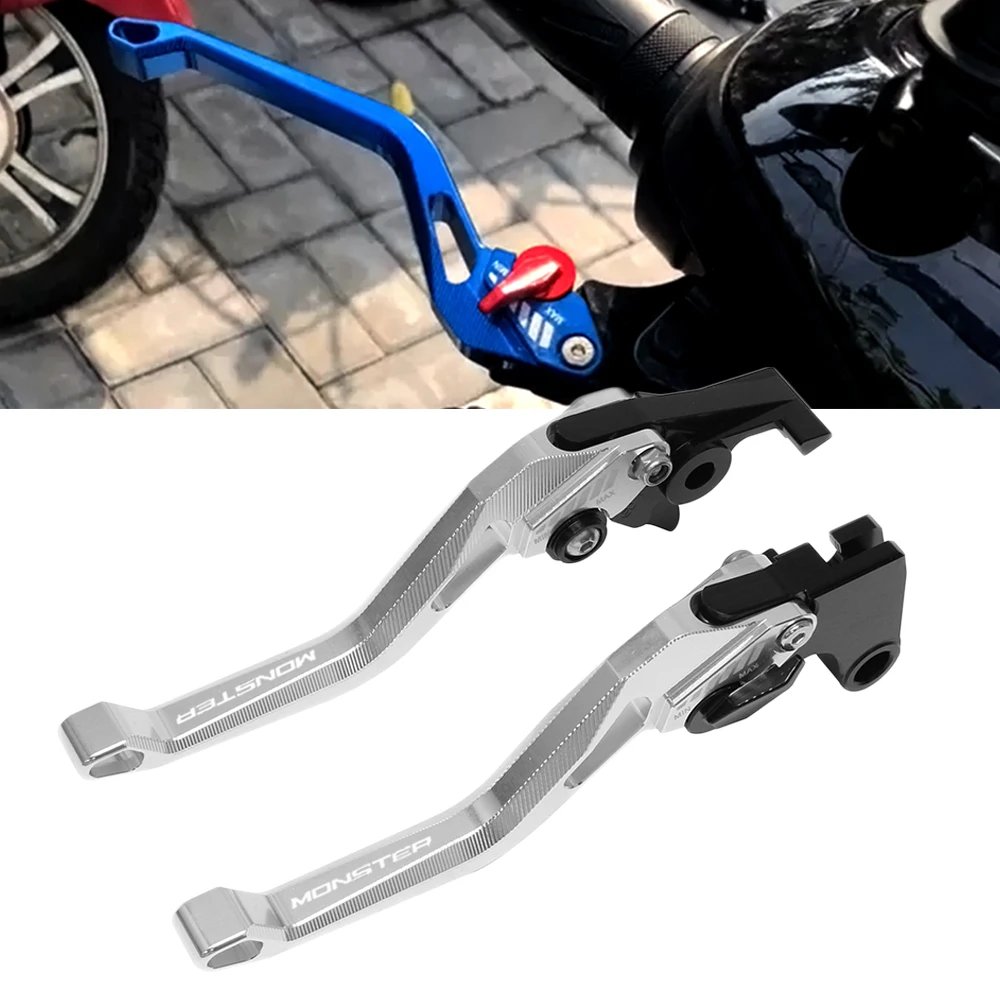 NEW For DUCATI MONSTER 696 796 695 620 400 Motorcycle Brakes CNC Billet Short Ajustable Brake Clutch Levers with LOGO MONSTER