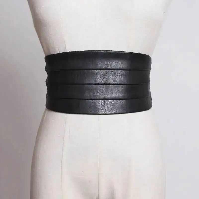 Black Red Pu Multicolor Leather Elastic Wide Belt Personality Women New Fashion All-match Spring 2026 1JIQY