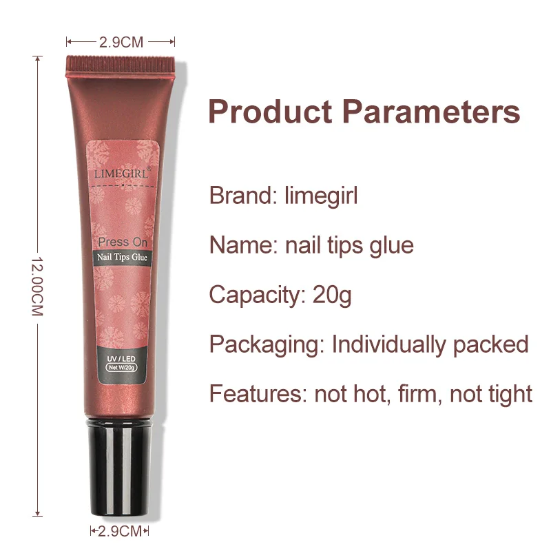 LIMEGIRL 20g Nagelspitzen Kleber UV Starker Gel Nagelkleber Nagel Strass Harz Edelstein Schmuck DIY Dekorativer klebriger Nagel Fake Kleber