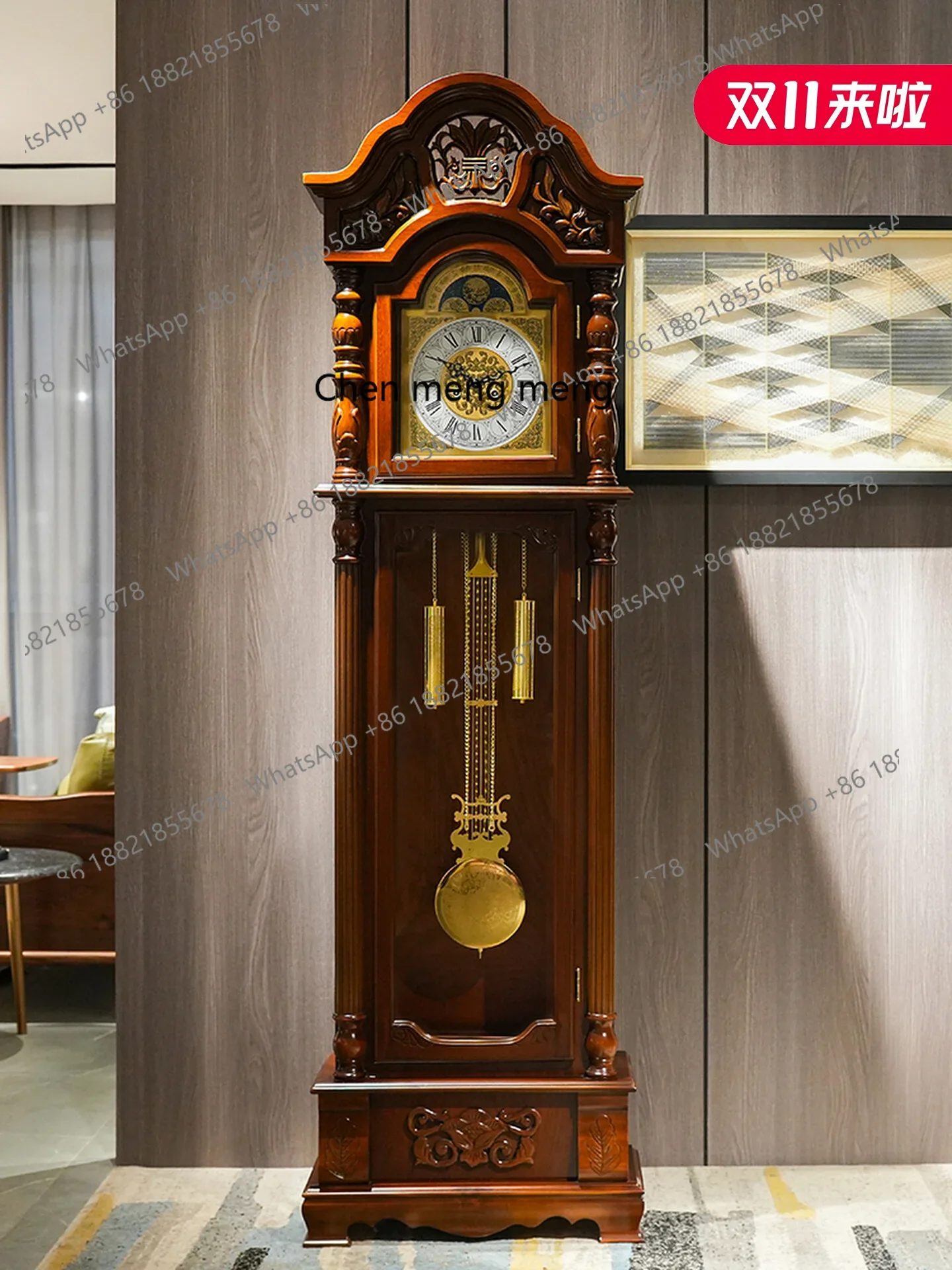 H178Solid wood classical standing clock, vertical clock, Chinese floor clock, European living room pendulum clock