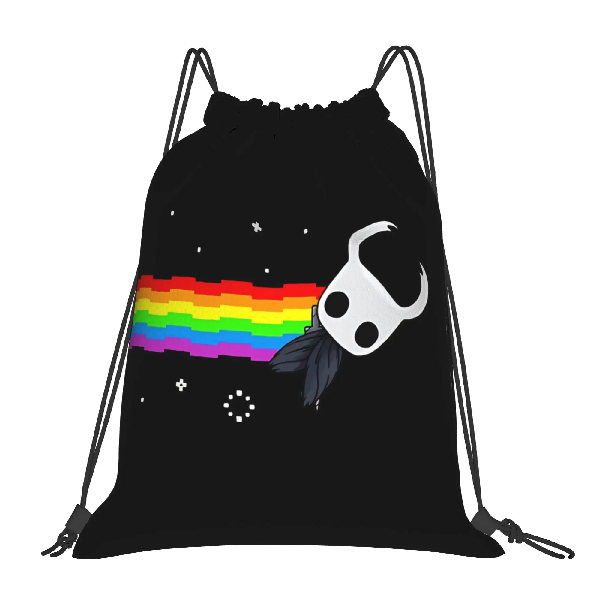 

Hollow Knight Rainbow Cat Drawstring Backpack Sports Gym Sackpack Water Resistant String Bag for Running