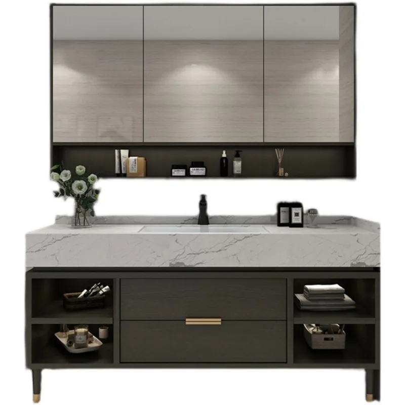 

Шиферная бесшовная керамическая раковина, шкаф для ванной комнаты, комбинированный умывальник от пола до потолка из массива дерева