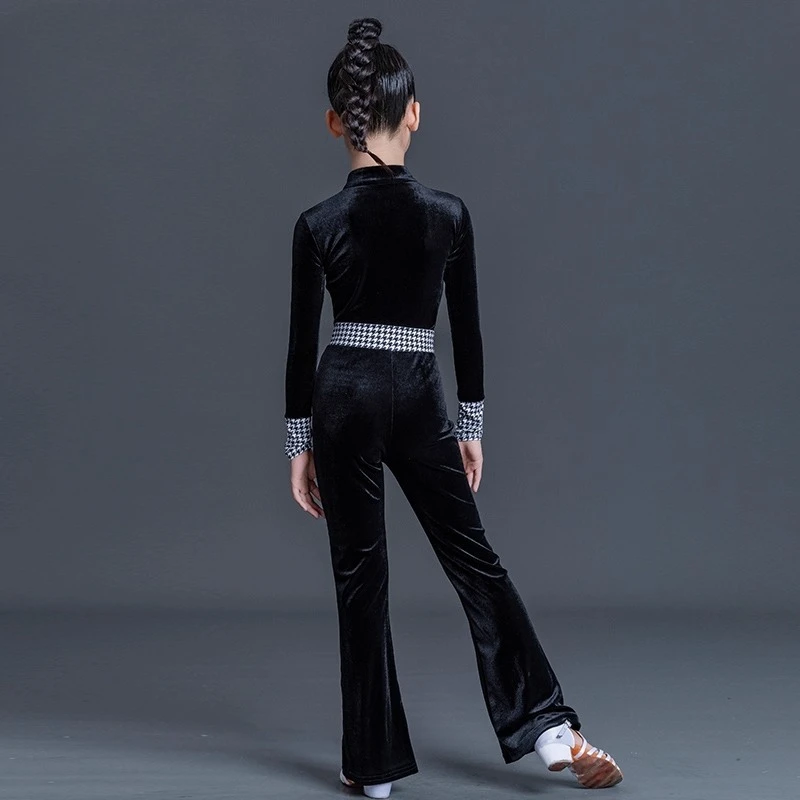 Pantalons de danse latine pour filles, combinaison d'entraînement d'automne et d'hiver, combinaisons d'entraînement professionnelles à manches longues, costumes d'entraînement à manches longues