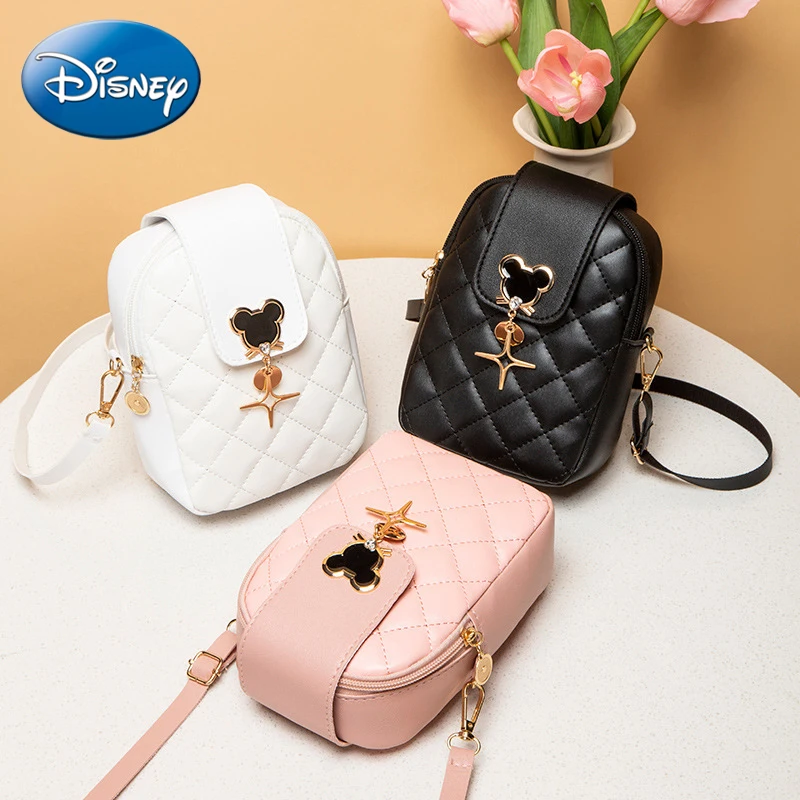 Disney Mickey Mouse Crossbody Bags for Women Fashion Diamond Embroidery Mobile Storage Bag 2023 New Girls Casual Shoulder Bag