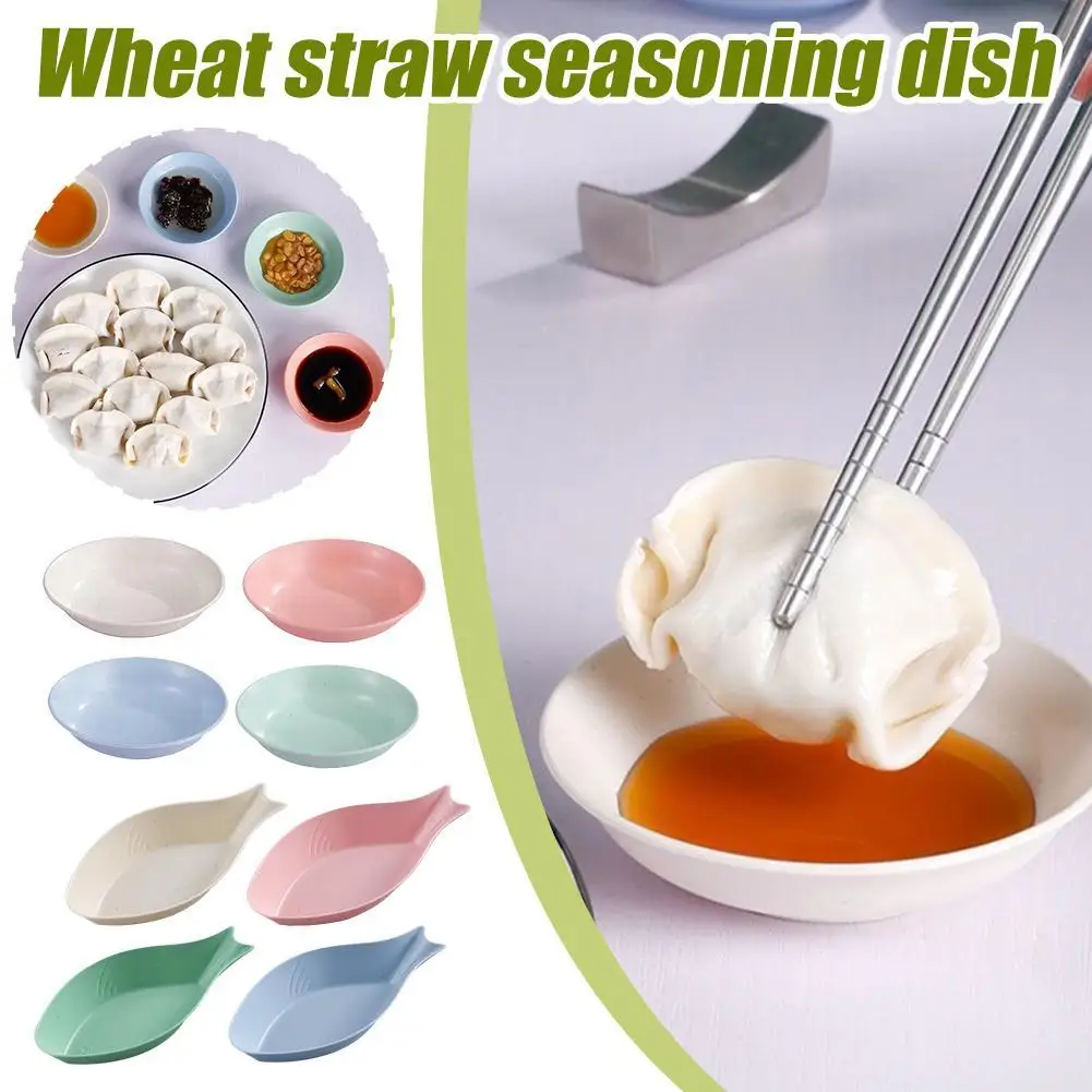 Wheat Straw Salad Dish Kitchenware Plastic Tableware Dinnerware Set Seasoning Tray Vinegar Soy Sauce Condiment Holder